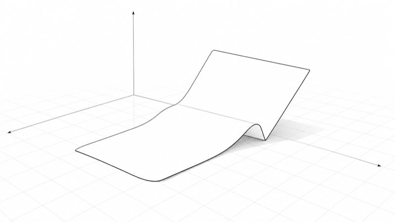 Abstract line illustration of a single flat plane folding in space